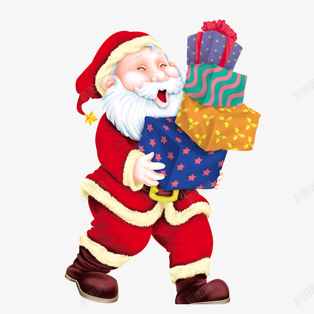 抱着礼物盒圣诞老人png免抠素材_新图网 https://ixintu.com 圣诞老人 圣诞节 精美礼物盒