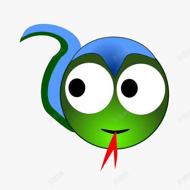 蓝色绿色的卡通圆头吐舌的蛇png免抠素材_新图网 https://ixintu.com 卡通 绿色卡通 绿色蓝色蛇 蓝色卡通