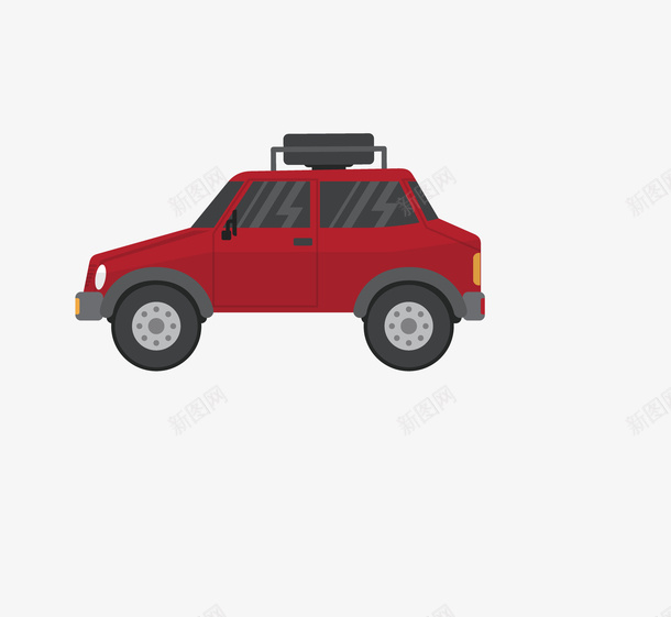 一辆卡通红色汽车图案png免抠素材_新图网 https://ixintu.com 交通工具 卡通 简图 红色汽车 车身 车轮