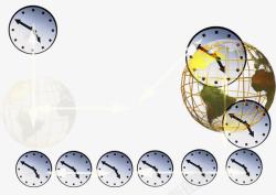 地球线框钟表地球线框时间高清图片