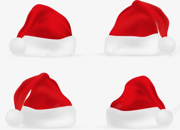 四顶红色圣诞节帽子png免抠素材_新图网 https://ixintu.com 圣诞帽 圣诞节 矢量素材 红色 节日装饰