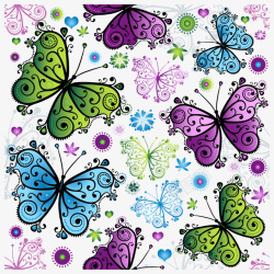 彩色艺术蝴蝶背景矢量图素材