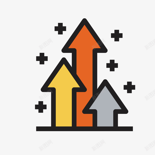 彩色箭头矢量图ai免抠素材_新图网 https://ixintu.com 加号 向上 彩色 扁平化 科技 符号 箭头 矢量图