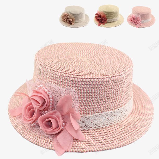 粉色编织帽png免抠素材_新图网 https://ixintu.com 产品实物 夏天 粉色 花朵