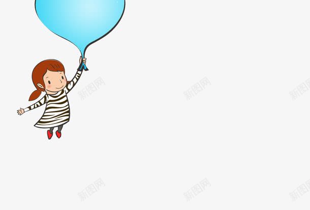 卡通手绘抓气球的女孩png免抠素材_新图网 https://ixintu.com 卡通 女孩 小朋友 手绘 气球