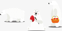 三头白色的北极熊矢量图素材