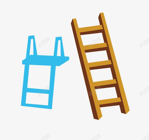 蓝色的梯子和木质的梯子png免抠素材_新图网 https://ixintu.com 木质的梯子 梯子 矢量梯子 蓝色的塑料梯子