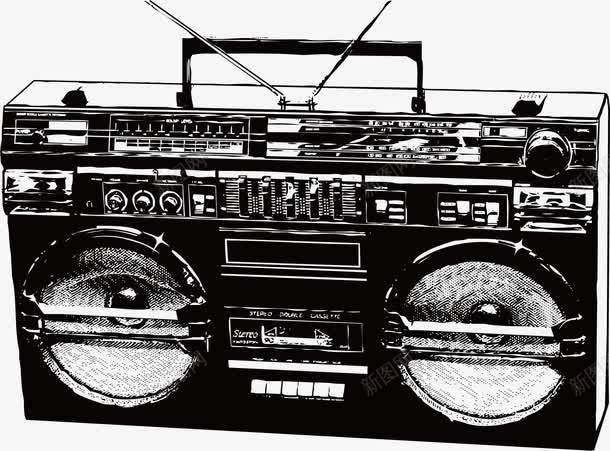 黑白收音机png免抠素材_新图网 https://ixintu.com FM收音机 png 元素 卡通 收音机 黑白