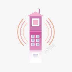 粉色信号发射信号塔信号塔卡通粉色矢量图图标高清图片