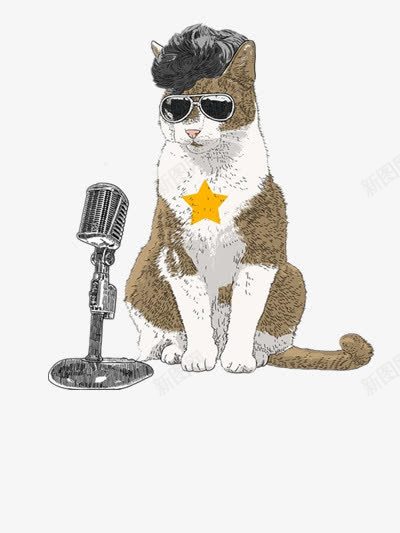 带着墨镜的猫png免抠素材_新图网 https://ixintu.com 卡通 图片 耍酷 麦克风