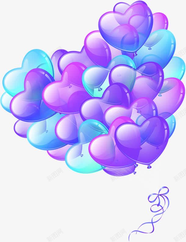 紫色蓝色心形气球漂浮装饰png免抠素材_新图网 https://ixintu.com 心形 气球 漂浮 紫色 蓝色 装饰