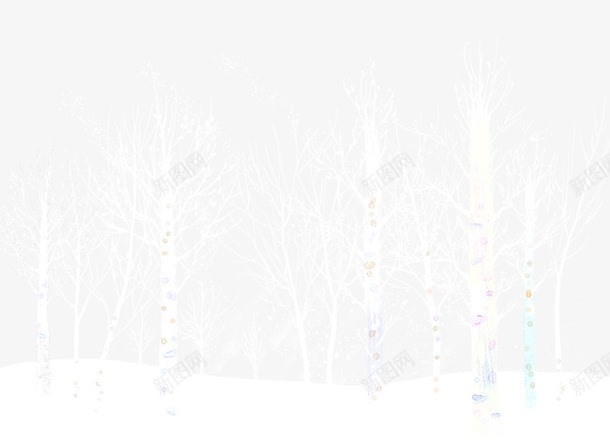 卡通手绘雪景psd免抠素材_新图网 https://ixintu.com 卡通 手绘 白色 雪景 雪树