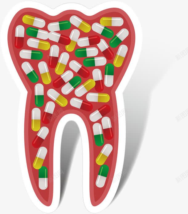 牙齿胶囊矢量图eps免抠素材_新图网 https://ixintu.com 保健 牙医 牙痛 牙齿 生病 胶囊 药 药丸 矢量图