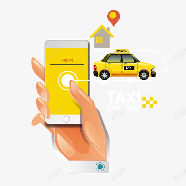 手机出租车png免抠素材_新图网 https://ixintu.com 出租车 手 手机
