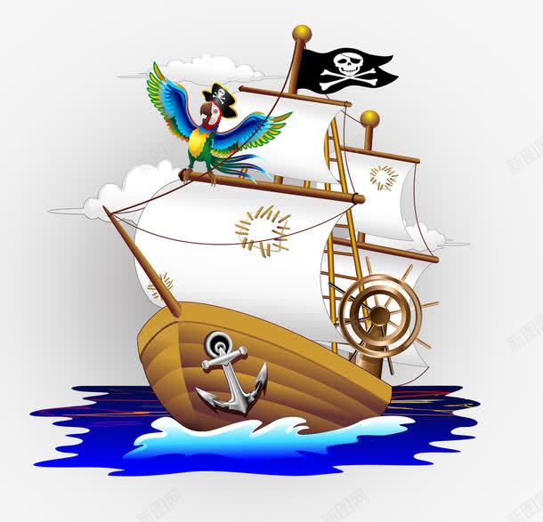 卡通海盗船png免抠素材_新图网 https://ixintu.com 卡通海盗船 鹦鹉