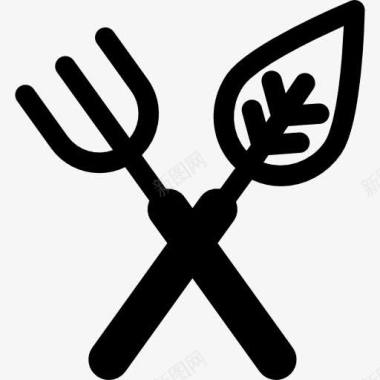 叉子和勺子交叉图标图标