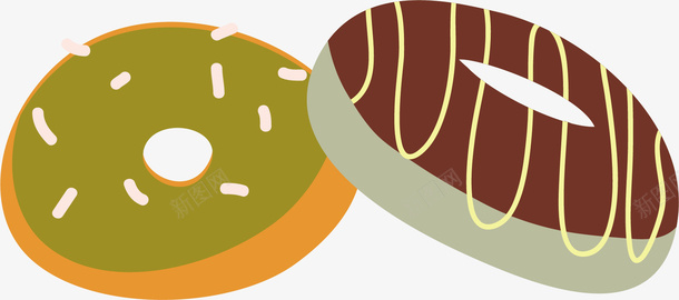 卡通甜甜圈食物矢量图ai免抠素材_新图网 https://ixintu.com 卡通手绘 水彩 甜甜圈 甜食 绿色 美食 食物 矢量图