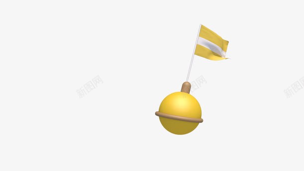 炸弹浮标png免抠素材_新图网 https://ixintu.com 卡通 圆形 手绘 旗子 旗杆 浮标 炸弹 白色 黄色