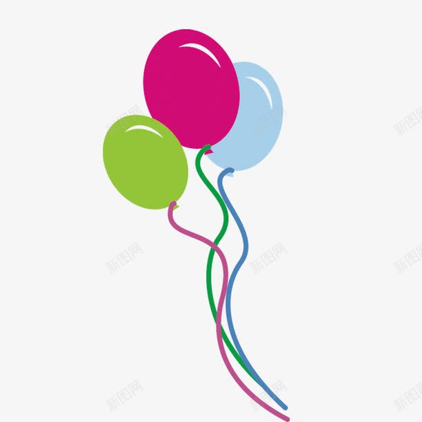 三支气球png免抠素材_新图网 https://ixintu.com 手绘图 气球 玩具 球 红气球 蓝气球 青气球