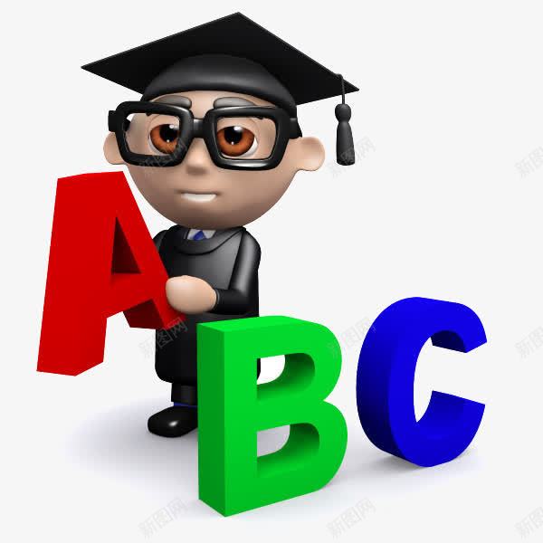 3D拿着ABC的博士png免抠素材_新图网 https://ixintu.com 3D ABC 博士 卡通 拿着 读书