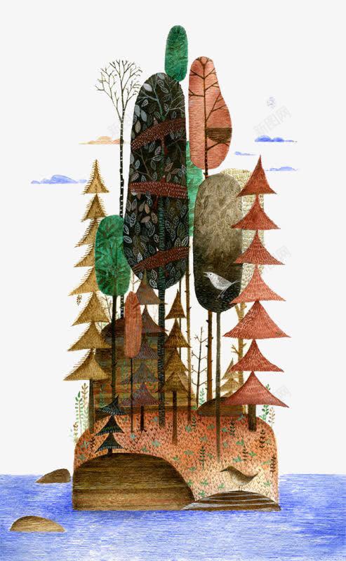 童话树木png免抠素材_新图网 https://ixintu.com 卡通 手绘 插画 树木 树林 童话 绘本