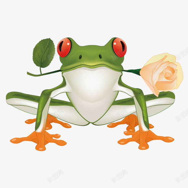 叼玫瑰的青蛙矢量图ai免抠素材_新图网 https://ixintu.com 玫瑰 花 青蛙 矢量图