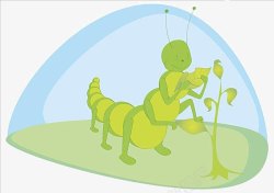 绿色蚂蚁卡通蚂蚁小树高清图片