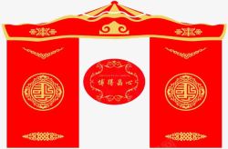 蒙古拱门红色花纹素材