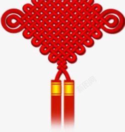 手绘红色复古中国结素材