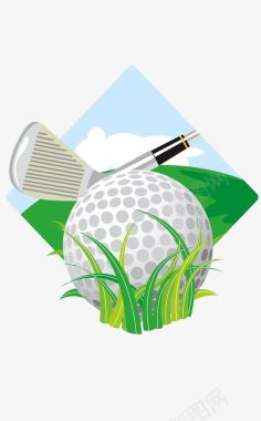 高尔夫球杆和高尔夫球插画图标图标