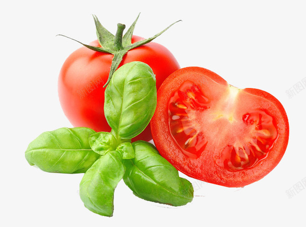 西红柿png免抠素材_新图网 https://ixintu.com 切开的西红柿 叶子 绿色 蔬菜 西红柿