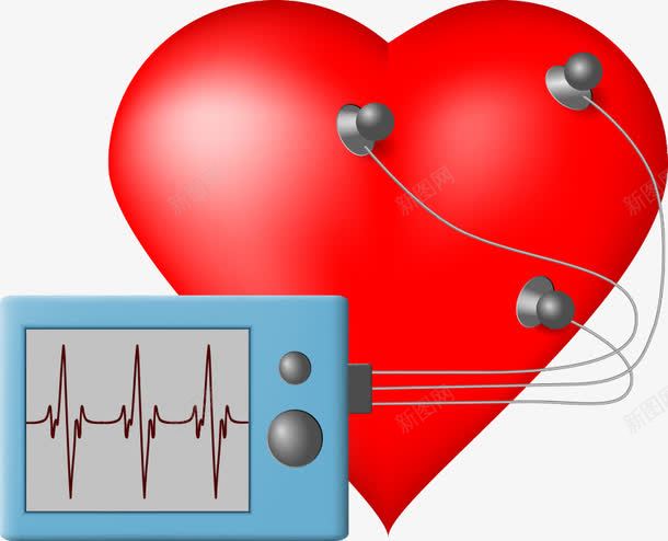 测试心电图矢量图ai免抠素材_新图网 https://ixintu.com 卡通心电图 心电图 测试 矢量心电图 红色心 矢量图