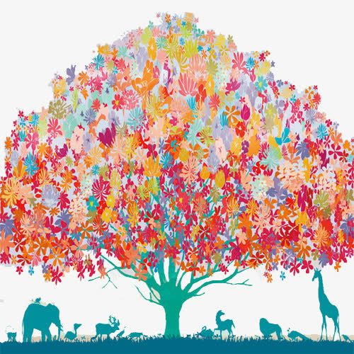 手绘油画树png免抠素材_新图网 https://ixintu.com 五颜六色 树木 梦幻 油画 油画树
