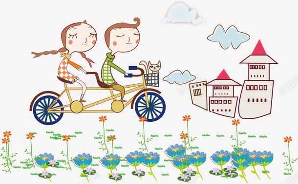 骑着自行车png免抠素材_新图网 https://ixintu.com 快乐 自行车 郊游 高兴