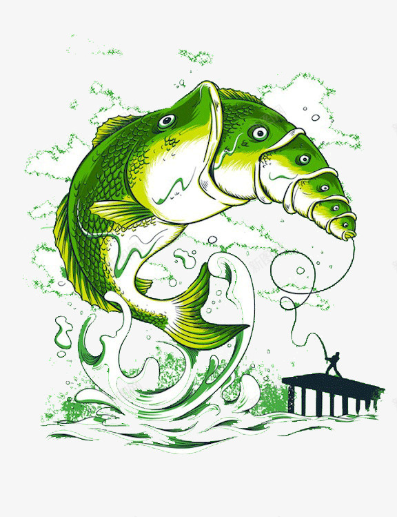 创意绿色的鱼png免抠素材_新图网 https://ixintu.com 创意 绿色 钓鱼 鱼
