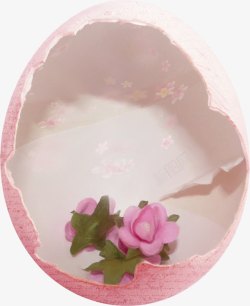 粉色蛋壳鲜花素材