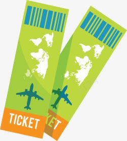 两张绿色旅游机票矢量图素材