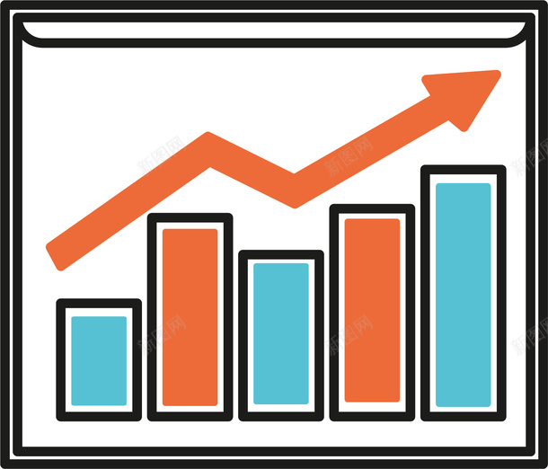 图表增长图标png_新图网 https://ixintu.com 免抠图 图表 增长情况 彩色底纹 扁平化 矢量图案