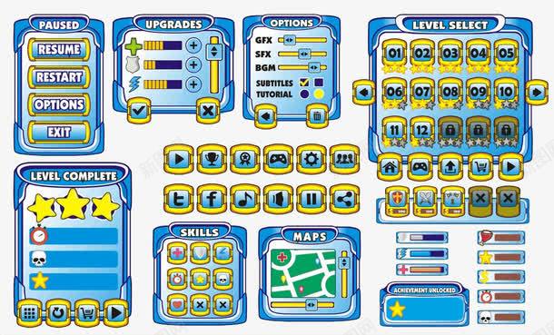 可爱游戏面板png免抠素材_新图网 https://ixintu.com 可爱 游戏 游戏面板 蓝色 面板