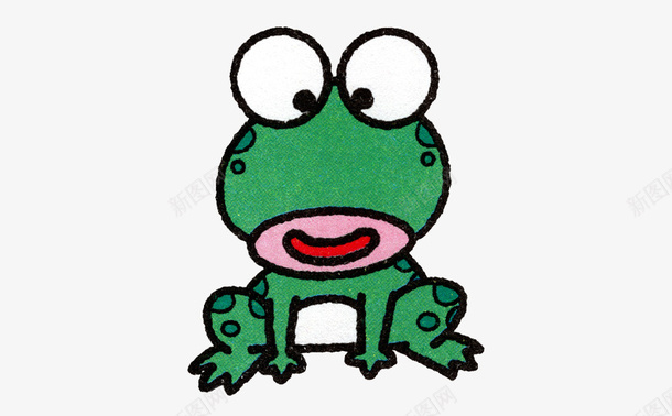 手绘绿色青蛙png免抠素材_新图网 https://ixintu.com 动物 手绘卡通 绿色 青蛙素材