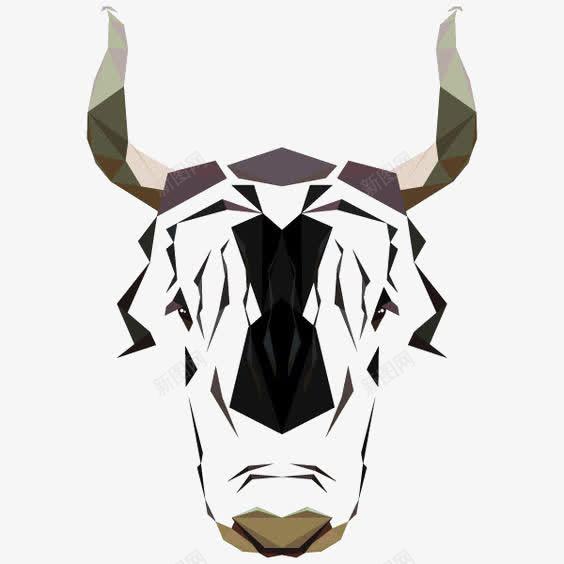 牛头png免抠素材_新图网 https://ixintu.com 几何图形 几何牛 几何牛头 创意几何图形 创意牛头 牛 牛头像 牛角 黑白牛头