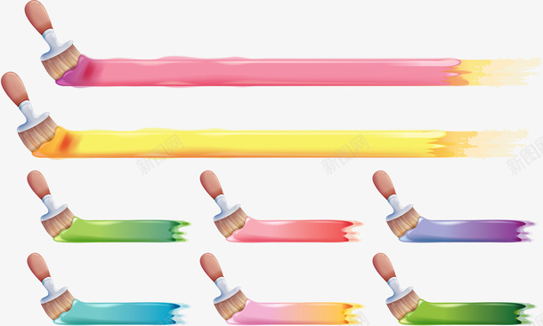 多彩粉刷笔刷png免抠素材_新图网 https://ixintu.com 彩色刷子 彩色笔刷 笔刷 粉刷 粉刷效果 粉刷笔刷
