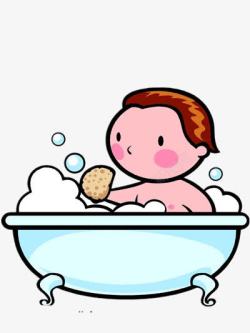 洗澡的小男孩素材