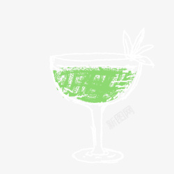 白绿色的杯装鸡尾酒矢量图素材
