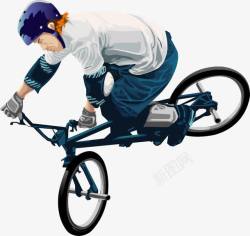 手绘骑单车的男孩素材