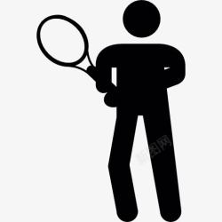网球选手网球运动员的剪影图标高清图片
