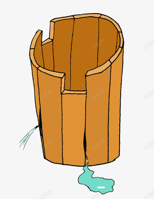 插画溢水短板木桶png免抠素材_新图网 https://ixintu.com 插画桶 木桶 木桶短板 桶 溢出水的木桶 短板木桶