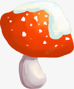橙色蘑菇冬季景观素材