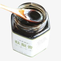 梨膏膏体实拍勺子挖出的梨膏高清图片