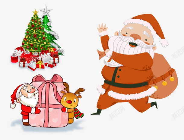 圣诞老人圣诞树礼物装饰psd免抠素材_新图网 https://ixintu.com 圣诞 圣诞树 圣诞节 礼物 装饰